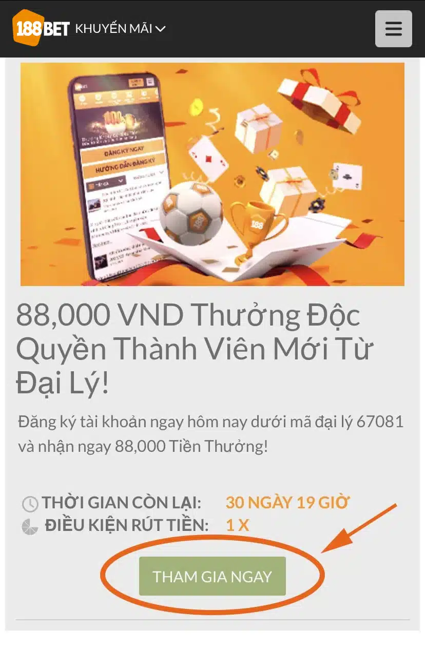 Khuyến mãi 88.000đ chơi thử miễn phí tại nhà cái 188BET